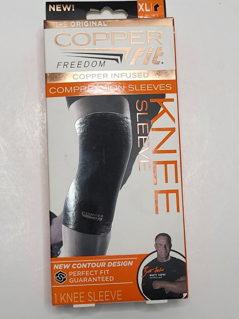 XL Copper Fit Freedom Copper Infused Compression Black Knee Sleeve Adult New